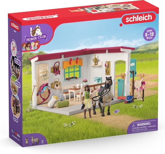 Schleich HORSE CLUB Zadelkamer- Beweegbaar Figuurtje - Afneembaar Zadel & Hoofdstel - Paarden Speelgoed - Kinderspeelgoed - 42591
