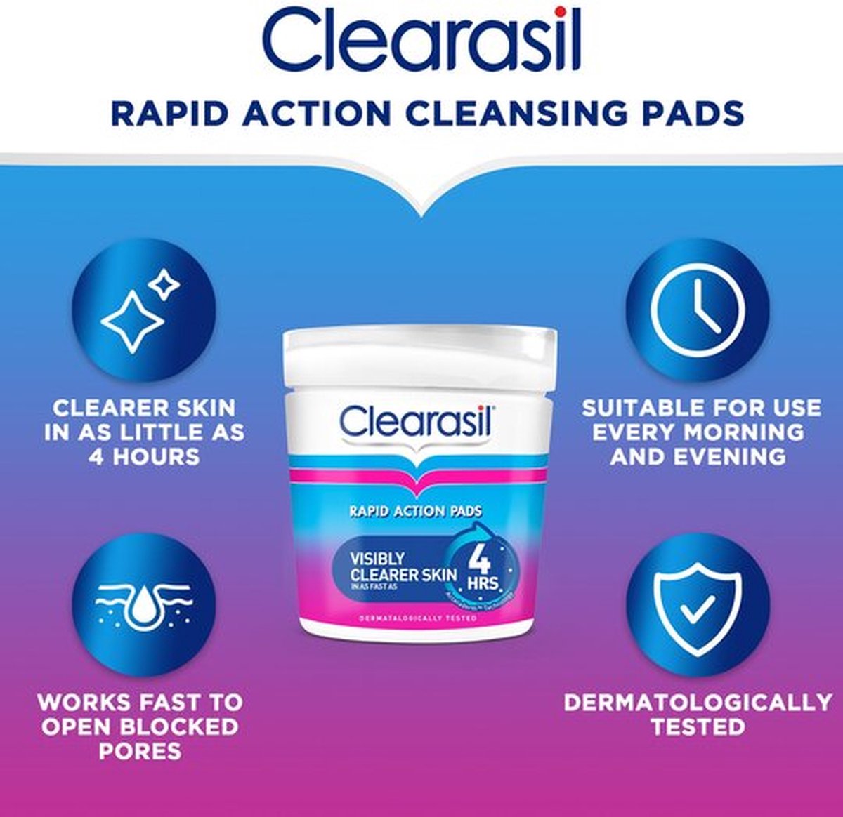 Clearasil Ultra Rapid Action Pads - Reinigingsdoekjes - 2 x 65 stuks |  bol.com