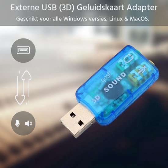 Adaptateur de carte son USB externe (3D) Garpex® - Carte son USB 5.1 - Carte  son -... | bol