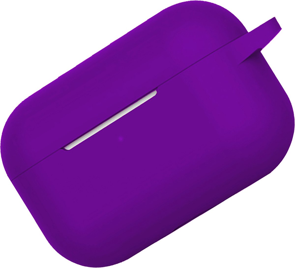 Hoes - Geschikt voor Apple Airpods Pro - Siliconen Hoesje met Clip - Silicone Case Cover - Paars