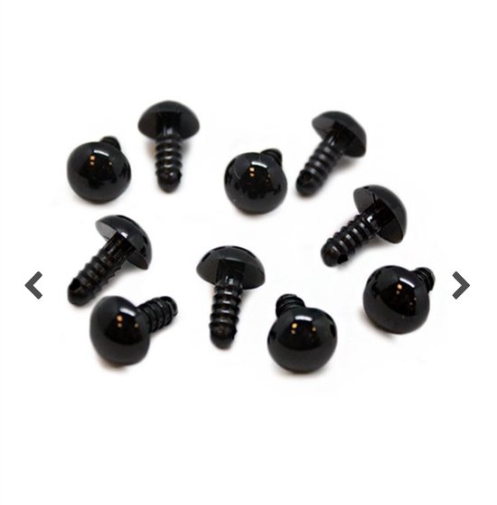 Veiligheidsoogjes ● 12mm ● met sluitringen - zwart - "MULTIPLAZA" - rond ● 10 stuks (5paren) ● knutselen - hobby - haken - breien - knuffels - amigurumi's - poppen - creatief