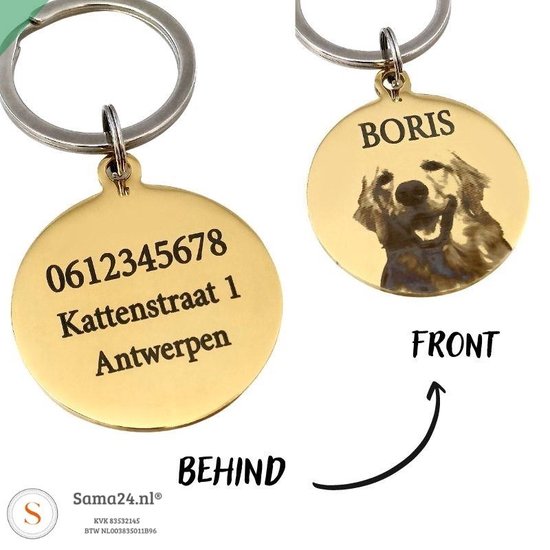 Hondenpenning | Kattenpenning | Titanium 35 mm met foto en naam