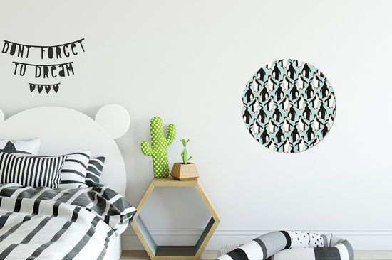 Illustration d'un motif de pingouins Sticker papier peint cercle mural - ⌀ 30 cm - peinture ronde - cercle papier peint - cercle mural - cercle vivant - autocollant & coupe ronde