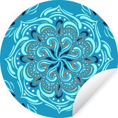 Motif carré avec un mandala détaillé sur fond bleu Sticker papier peint cercle mural - 100x100 cm - peinture ronde - cercle papier peint - cercle mural - cercle vivant - autocollant & découpe ronde