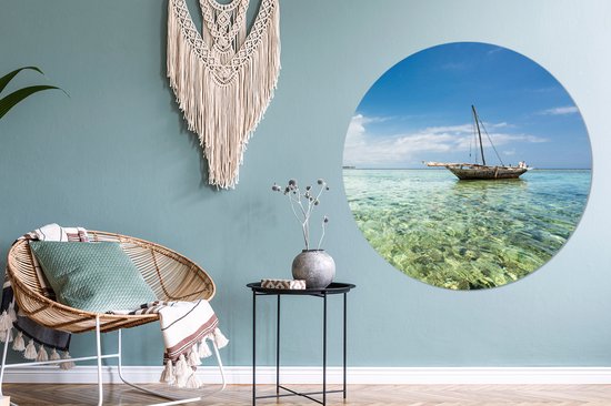 Autocollant de papier peint cercle mural bateau à voile abandonné ⌀ 120 cm / cercle de papier peint / cercle mural / cercle vivant - découpe auto-adhésive et ronde