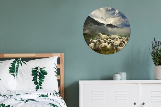WallCircle - Peinture - Mouton Herbe Berg - Multicolore - 60 X 60 Cm