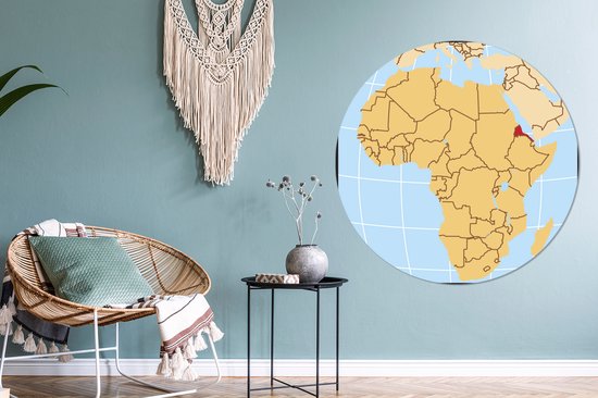 Illustration de l'Érythrée sur la carte africaine Cercle mural aluminium ⌀ 120 cm - tirage photo sur cercle mural / cercle vivant / cercle jardin (décoration murale) XXL / Groot format!