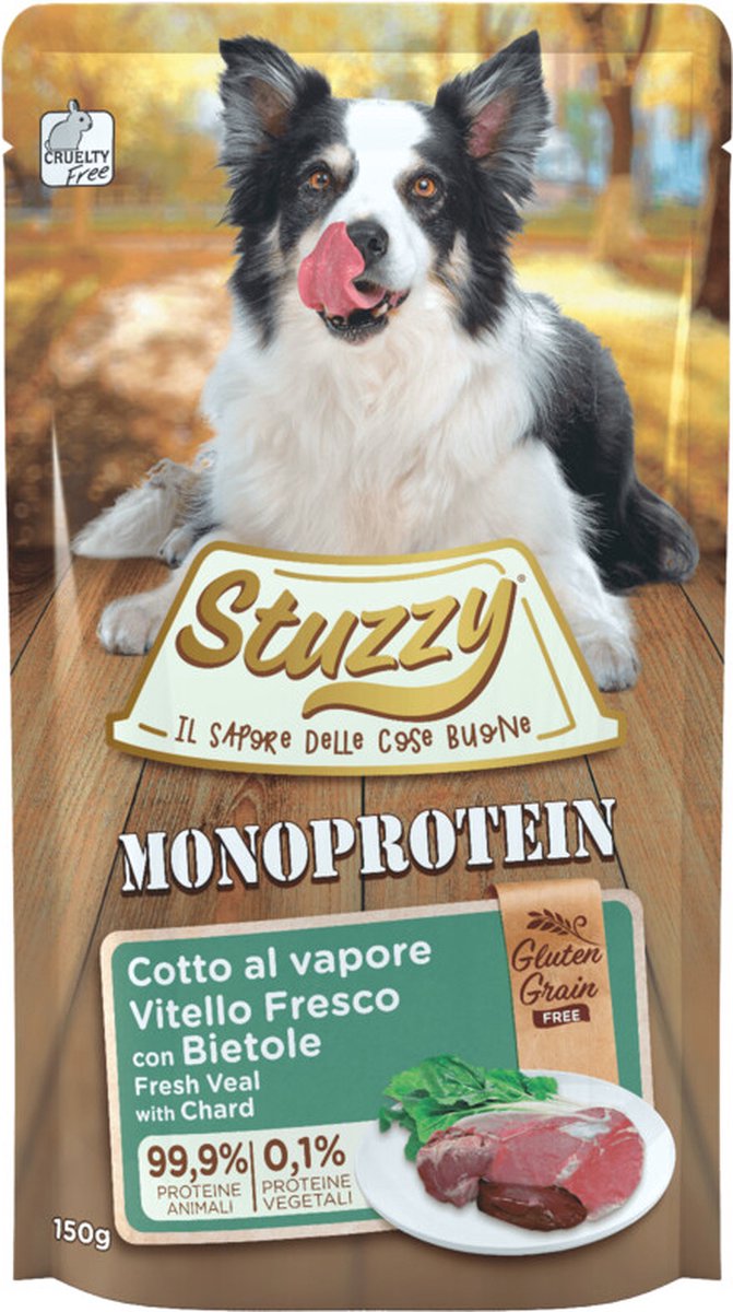 Stuzzy Stuzzy Hondenvoer Monoprotein Graanvrij Kalf - Snijbiet - 12 x 150 gr - Voordeelverpakking
