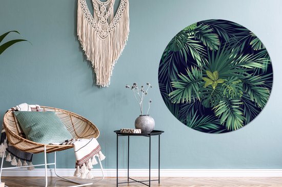 WallCircle - Tableau - Motifs Jungle Feuille Dibond Et Xxl - Multicolore - 120 X 120 Cm
