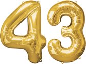 Versiering 43 Jaar Ballon Cijfer 43 Verjaardag Versiering Folie Helium Ballonnen Feest Versiering XL Formaat Goud - 86Cm