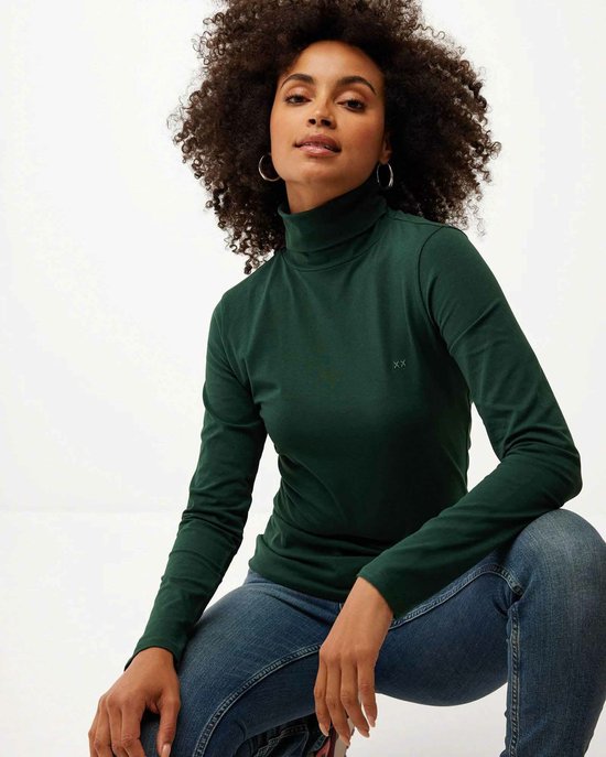 Mexx Basic T-shirt col roulé à manches longues - Vert foncé - Femme - T- shirt - Taille L | bol.com