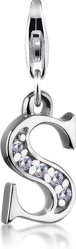 Nenalina Pendentif Charm pour Femme Lettre en Argent Sterling 925 pour Tous Les Porteurs de Charm courants