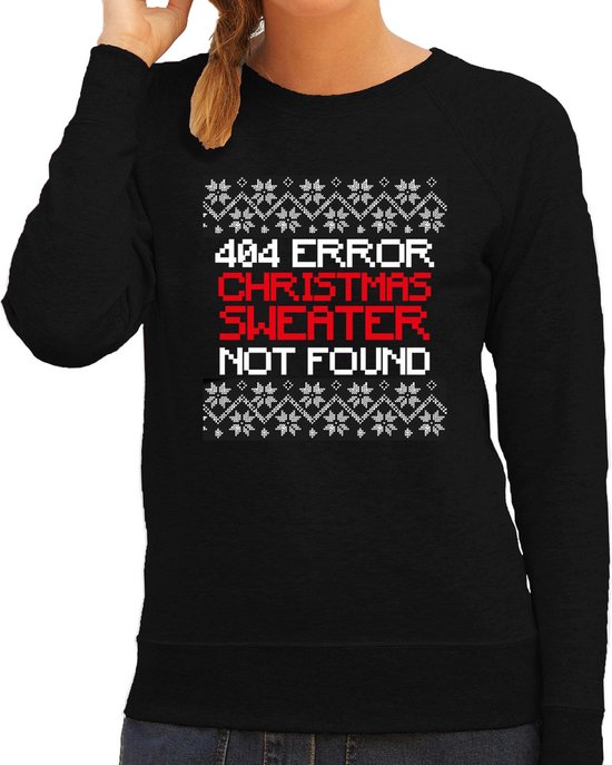 Bellatio Decorations foute Kersttrui 404 error fun Kerst - sweater - zwart - dames XS