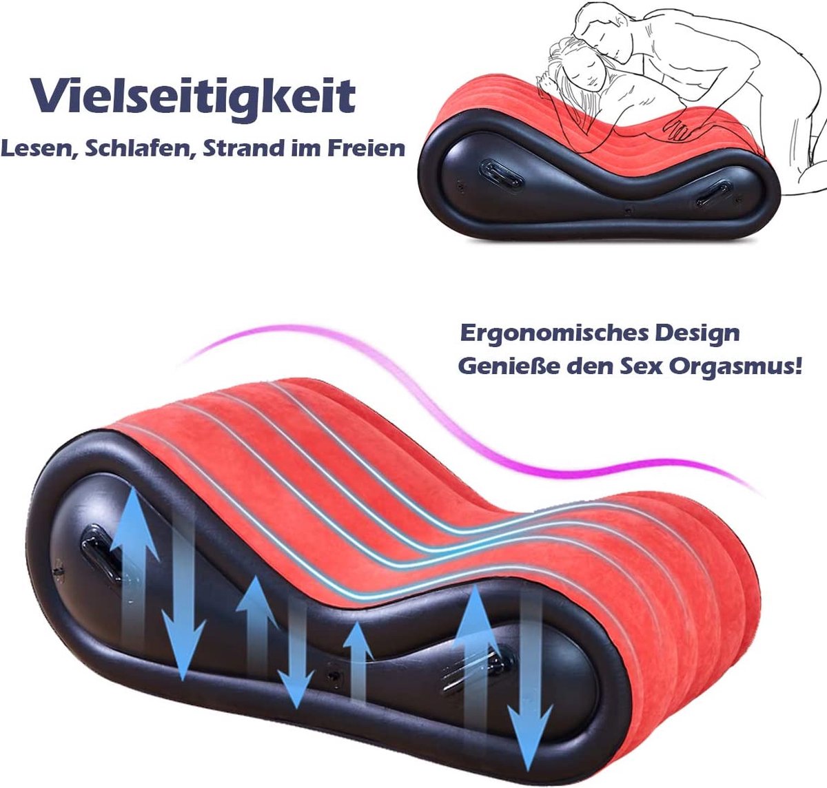 Chaise de sexe Selwo, Mobilier sexuel, Gonflable, avec Menottes et pompe  à air, SM