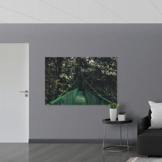 WallClassics - Panneau en mousse PVC – Pont vert dans une zone forestière – Photo 150 x 100 cm sur panneau en mousse PVC