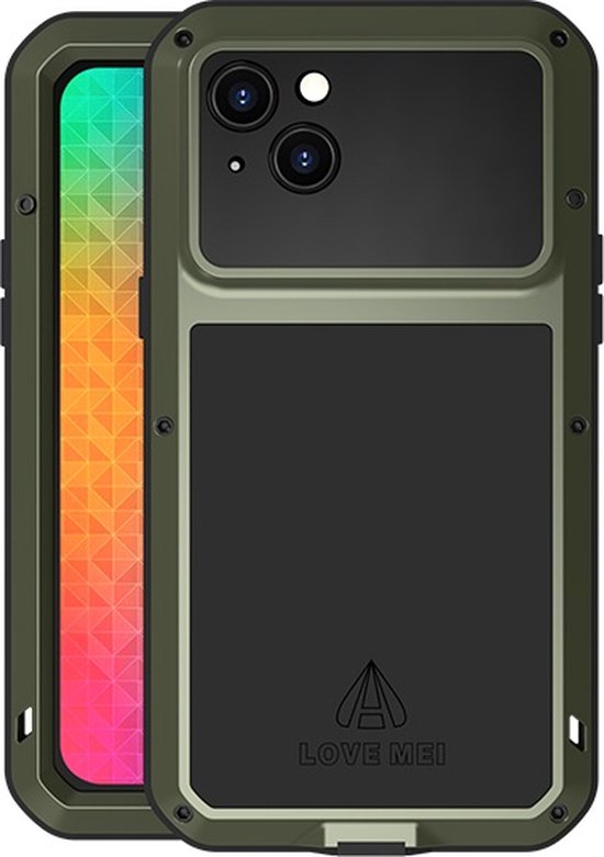 iPhone 14 Plus Hoes - Love Mei - Metalen Extreme Protection Case - Groen -  GSM Hoes -... | bol.com