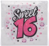 Sweet 16 Servetten - 33 x 33 cm - Roze - Party - Feest - Verjaardag - Jarig - 16 Servetten