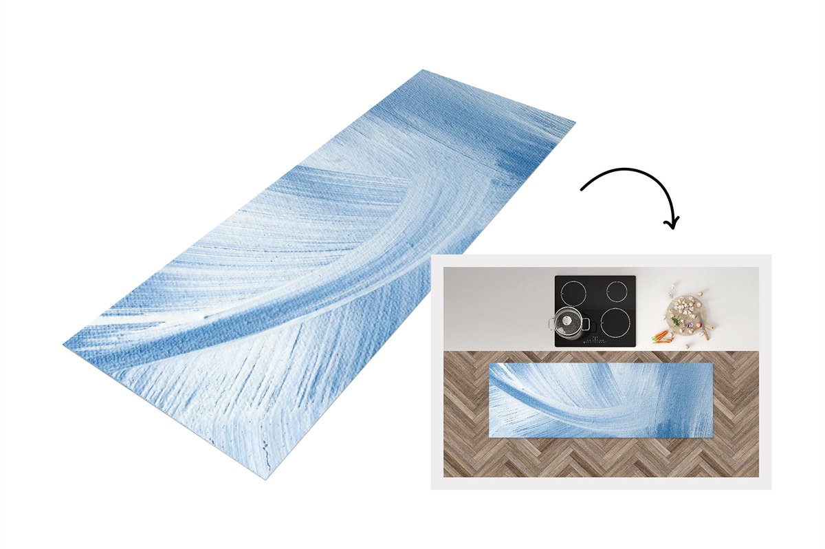 KitchenYeah Keukenloper - Loper keuken - Blauw - Acrylverf - Design - Keukenloper vinyl, foto 5