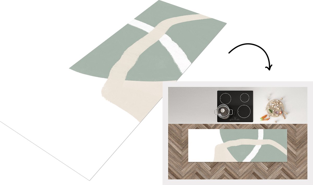 KitchenYeah Keukenloper - Loper keuken - Minimalisme - Pastel - Design - 150x50 cm - Keukenloper vinyl Multicolor