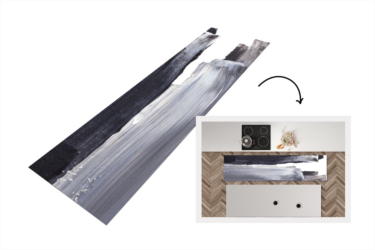 KitchenYeah Keukenloper - Loper keuken - Verf - Zwart - Design - Keukenloper vinyl, foto 4