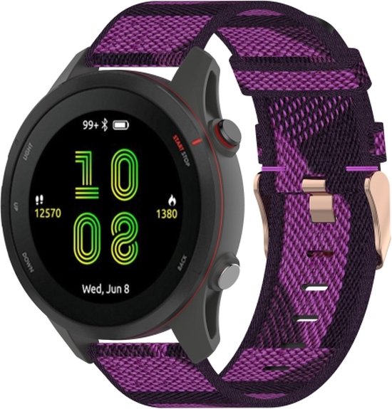 Voor Garmin Vivoactive 4S 18 mm Nylon Woven Watch Band Purple bol