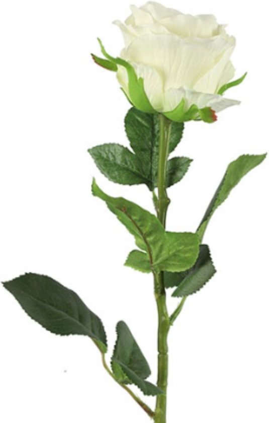 Witte Kunst Roos - Kunstbloem Rosa wit - zijde witte Roos 70cm