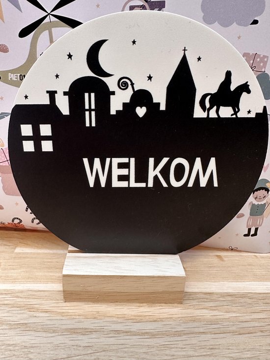 Foto: Wenscirkel sint en piet sinterklaasfeest cirkel 14 cm en voetje van mdf 7 cm welkom sinterklaas mijn schoentje staat hier tweezijdig schoentje zetten decoratie