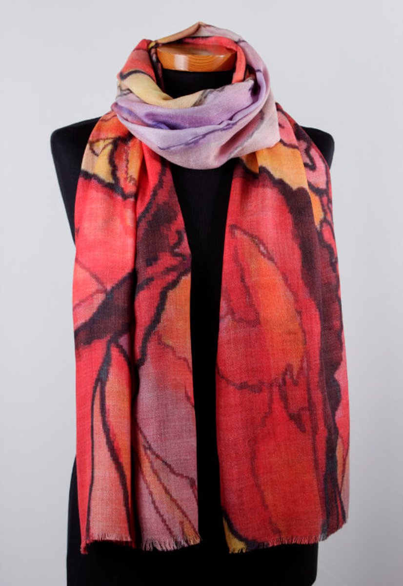 Cashmere sjaal Rode vlam - Luxe sjaal - 75 x 200 cm