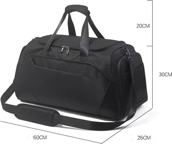Pro-Care 90L XXL Supreme Travel Bag - Compartiment à Chaussures pour femmes - Antivol - Fabric Oxford Full Waterproof - 60x26x30 cm - Sac week-end - Zwart