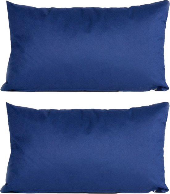 8x Bank/sier kussens voor binnen en buiten in de kleur navy 30 x 50 cm - Tuin/huis kussens