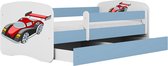Kocot Kids - Bed babydreams blauw raceauto zonder lade met matras 180/80 - Kinderbed - Blauw