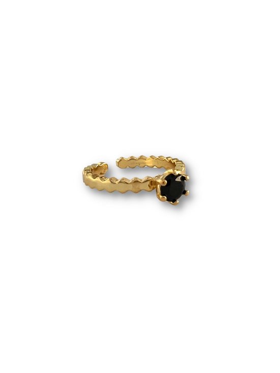 Zatthu Jewelry - N22FW500 - Bague Jane avec cristal noir