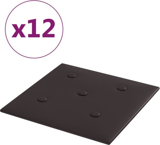 vidaXL - Wandpanelen - 12 - st - 1,08 - m² - 30x30 - cm - kunstleer - zwart