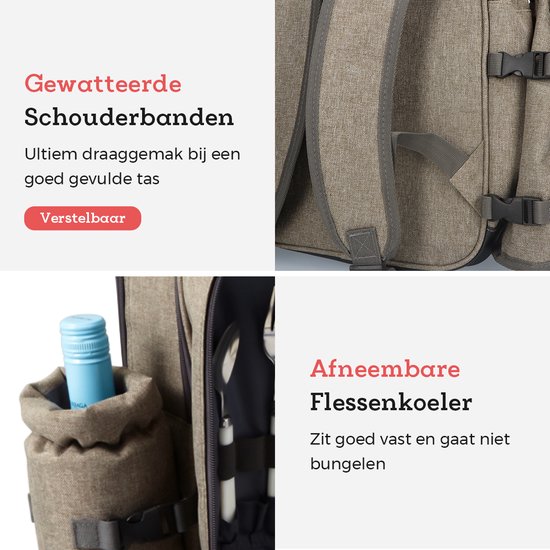 Sac à dos de pique-nique complet Sac de pique-nique - sac à dos de refroidissement - pour 4 personnes avec grand sac isotherme et glacière détachable avec planche à découper et ensemble sel et poivre - Topper d'été 2020