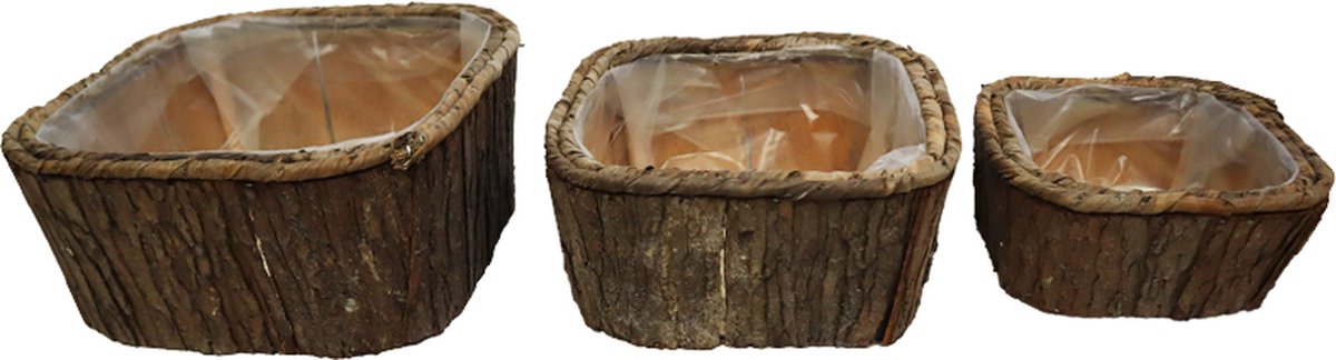 Dijk Natural Collections - Planter bark with plastic 29x29x13cm S-3 - Wit
