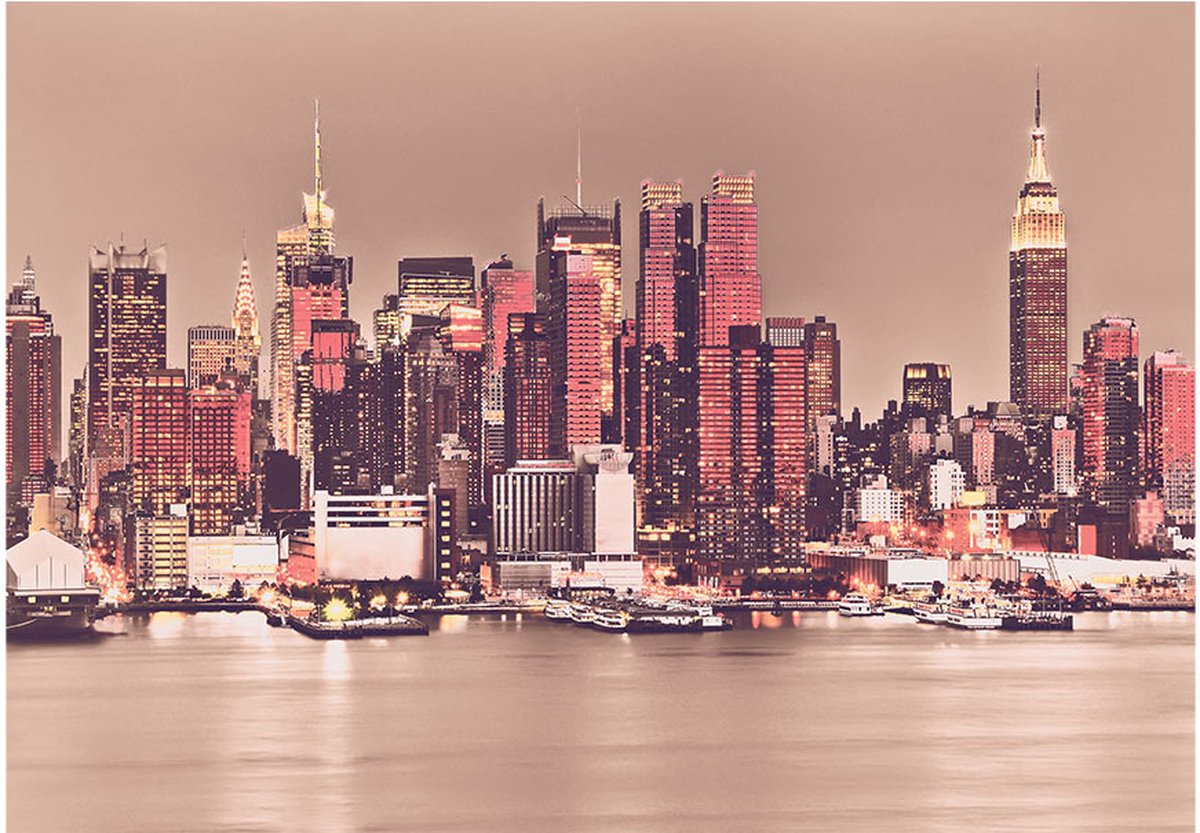 Fotobehangkoning - Behang - Vliesbehang - Fotobehang New York Skyline - NY - Midtown Manhattan Skyline - 450 x 315 cm