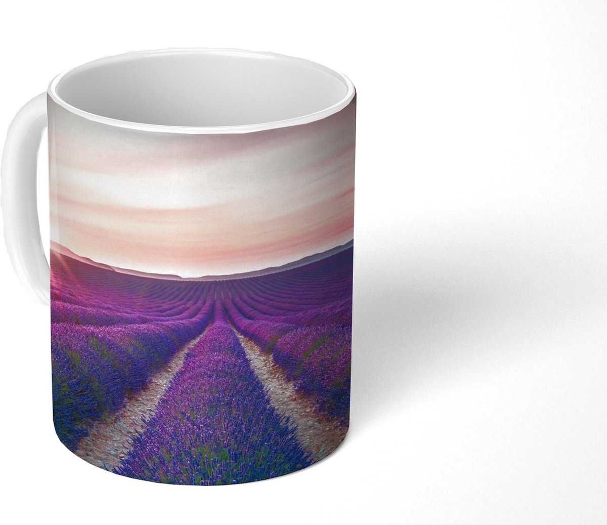 Mok - Koffiemok - Lavendel - Paars - Bloemen - Lucht - Mokken - 350 ML - Beker - Koffiemokken - Theemok