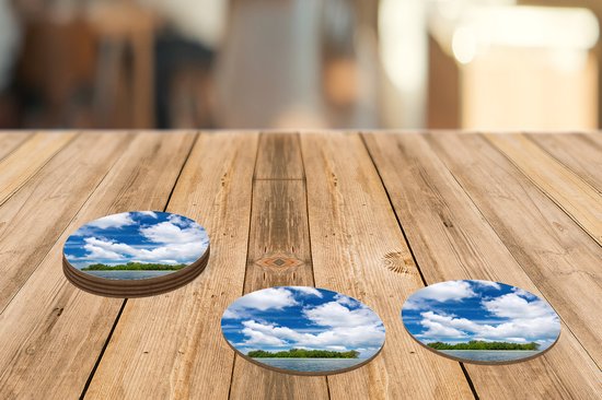 Sous-verres de verre - Rond - Île - Été - Tropical - 10x10 cm - Dessous de verre - 6 pièces