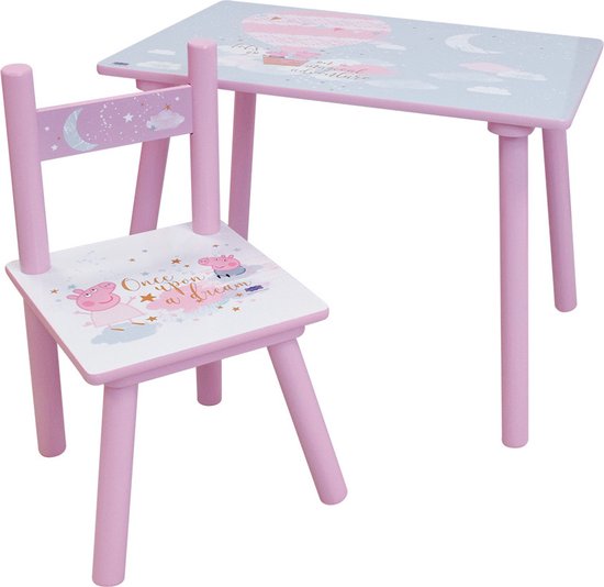Peppa Pig Tafel met stoeltje, Dream - 41,5 x 60 x 40 + 49,5 x 31,5 x 31 cm - MDF