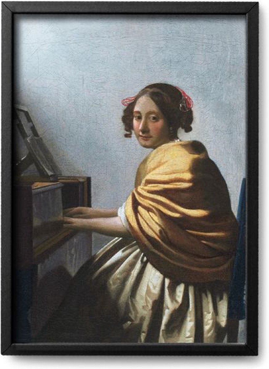 Poster Johannes Vermeer – A2 - 42 x 59,4 cm - Inclusief lijst (Zwart Aluminium)