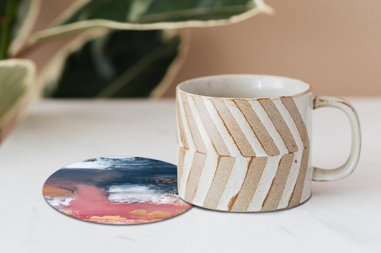 Sous-verres pour verres - Rond - Abstrait - Peinture - Design - 10x10 cm - Sous-verres en verre - 6 pièces