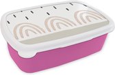 Broodtrommel Roze - Lunchbox - Brooddoos - Regenboog - Pastel - Regen - 18x12x6 cm - Kinderen - Meisje