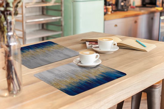 Set de table - Napperons plastique - Abstrait - Peinture - Peinture à l'huile - 45x30 cm - 6 pièces - Résistant à la chaleur - Antidérapant - Sous-couche - Amovible