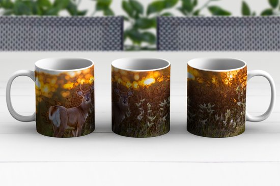 Mug - Mug à Café - Cerf - Plantes - Coucher de Soleil - Animaux Sauvages - Nature - Mugs - 350 ML - Tasse - Mugs à Café - Mug à Thé