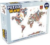 Puzzel Wereldkaart - Versiering - Kleuren - Legpuzzel - Puzzel 500 stukjes