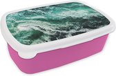 Broodtrommel Roze - Lunchbox - Brooddoos - Oceaan - Water - Zee - Luxe - Groen - Turquoise - 18x12x6 cm - Kinderen - Meisje