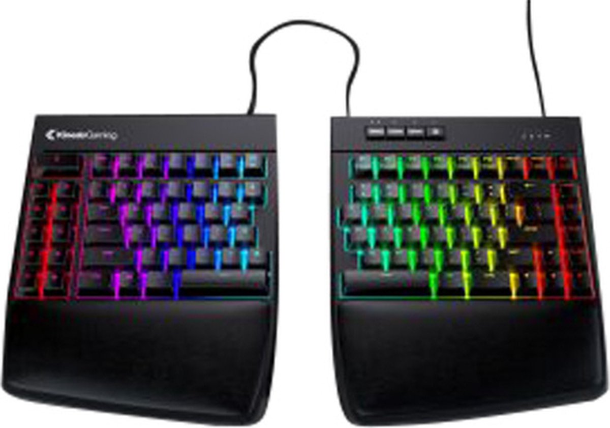 Kinesis Freestyle Edge RGB Gaming Toetsenbord - Gesplitst - Bedraad - Zwart - Blauw