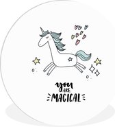 Unicorn - Decoratie voor kinderkamers - Kinderen - Wanddecoratie meisjes - Quotes - You are magical - Meisjes - ⌀ 140 cm - Kunststof