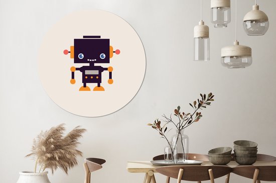 Cercle mural chambre d'enfant - Robot - Beige - Antenne - Décoration murale chambres d'enfants - Décoration murale - Cercle mural - 150x150 cm