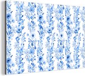 Wanddecoratie Metaal - Aluminium Schilderij Industrieel - Bloemen - Anemoon - Blauw - Patroon - 90x60 cm - Dibond - Foto op aluminium - Industriële muurdecoratie - Voor de woonkamer/slaapkamer